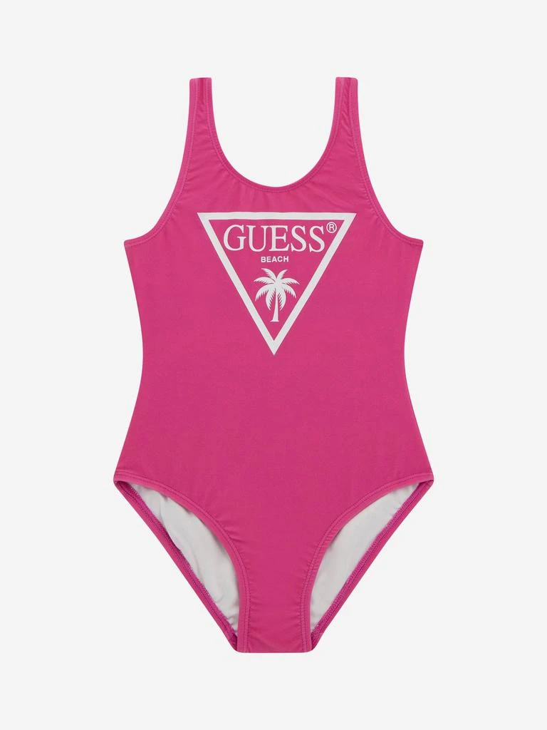 GUESS Girls Logo Swimsuit in Pink 1