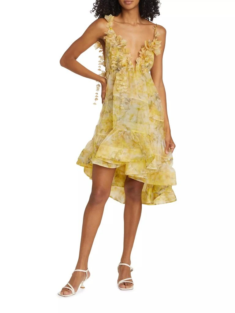zimmermann harmony asymmetrical dress Zimmermann Harmony Tango Dress |Lilac/Pink, Asymmetric, Frills, Spaghetti  Straps