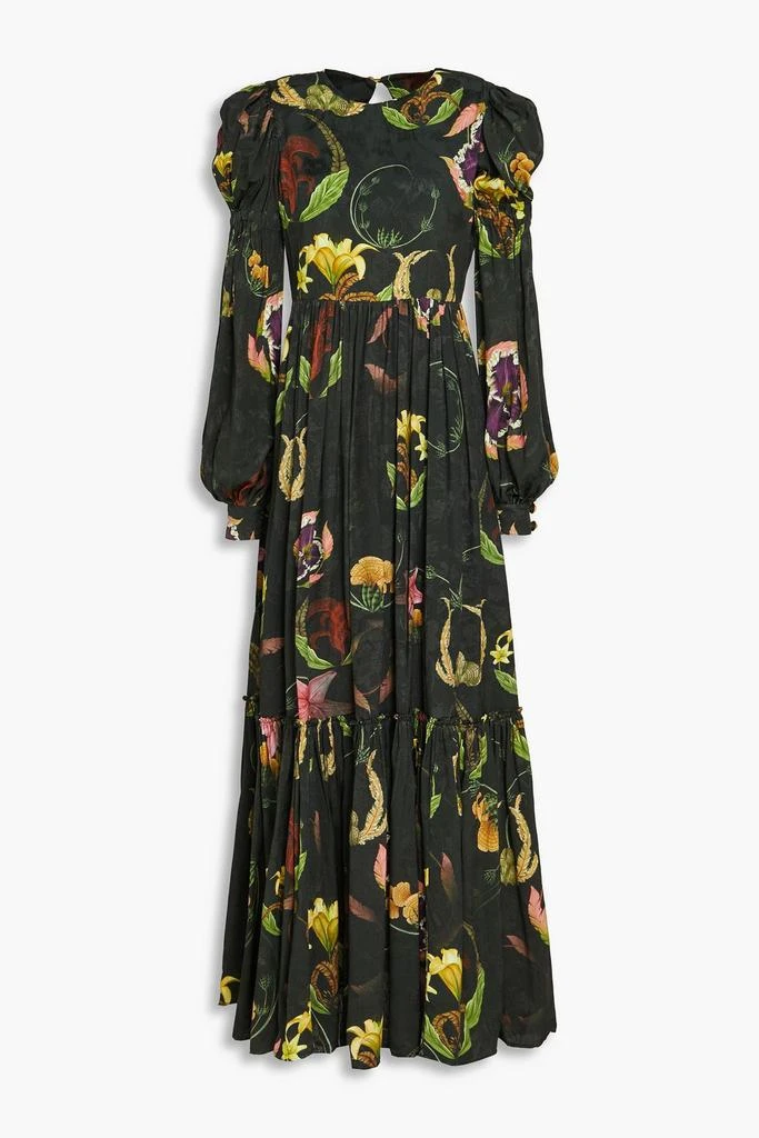 Agua by Agua Bendita Secreto ruffled floral-print jacquard maxi dress 1