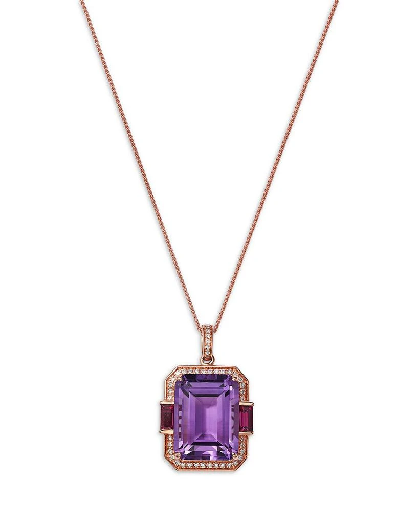 Bloomingdale
s Fine Collection Amethyst, Rhodolite, 
Diamond Pendant Necklace in 14K Rose Gold, 18" 1