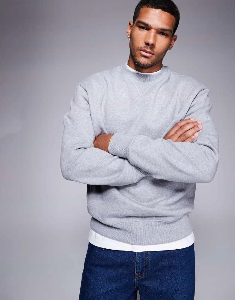 ASOS ASOS DESIGN premium heavyweight oversized sweatshirt 400gsm in grey marl 1
