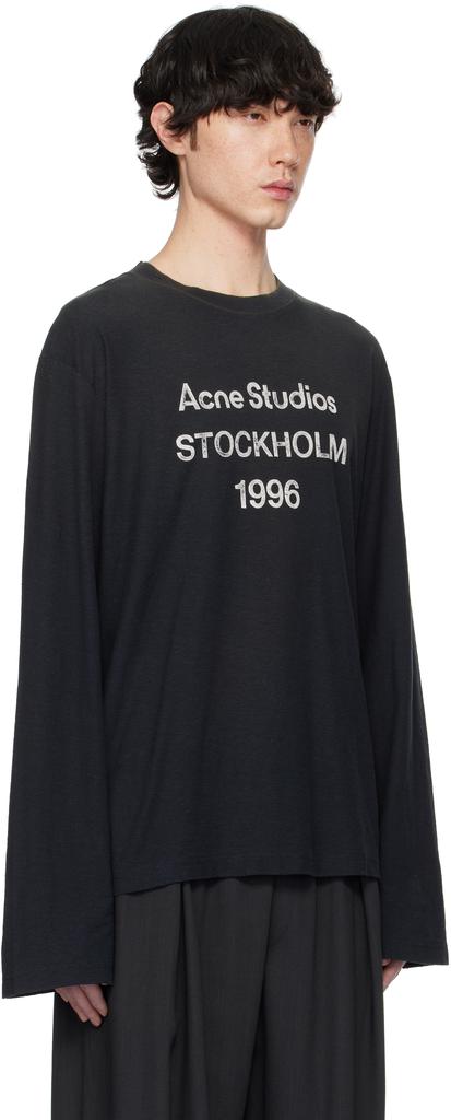 Acne Studios Black Relaxed Fit Logo T-shirt