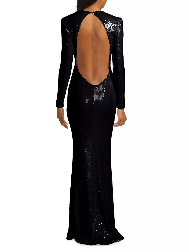 Sergio Hudson Sequin Open-Back Trumpet Gown 5