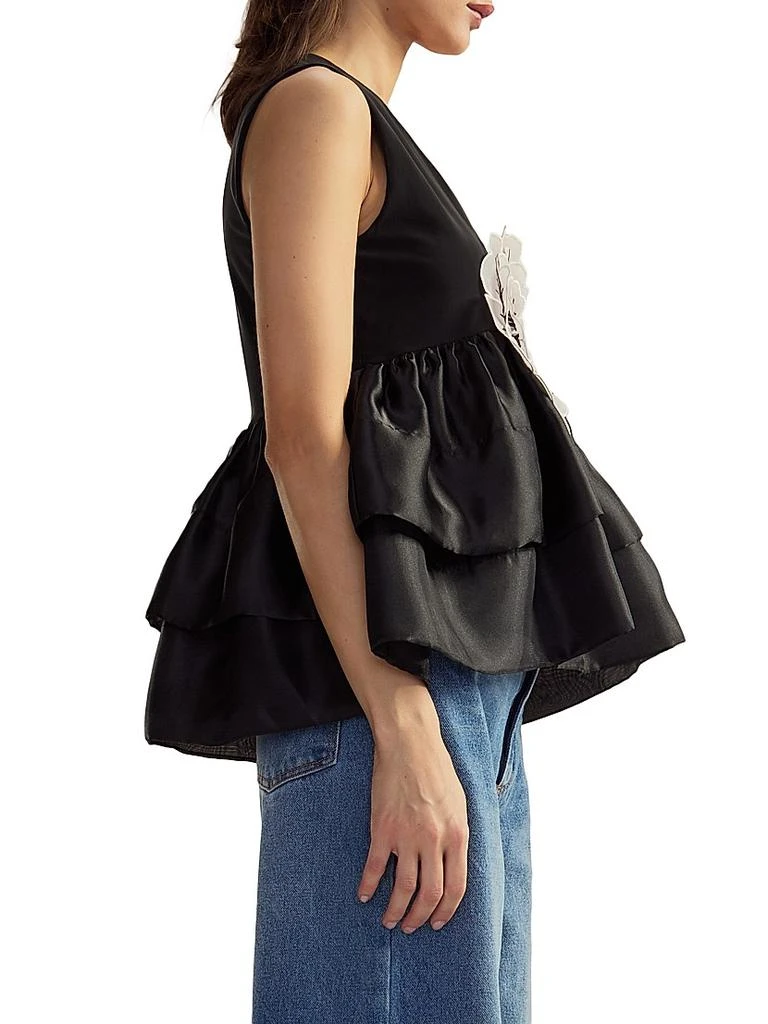 Cynthia Rowley V-Neck Organza Flower Top 5