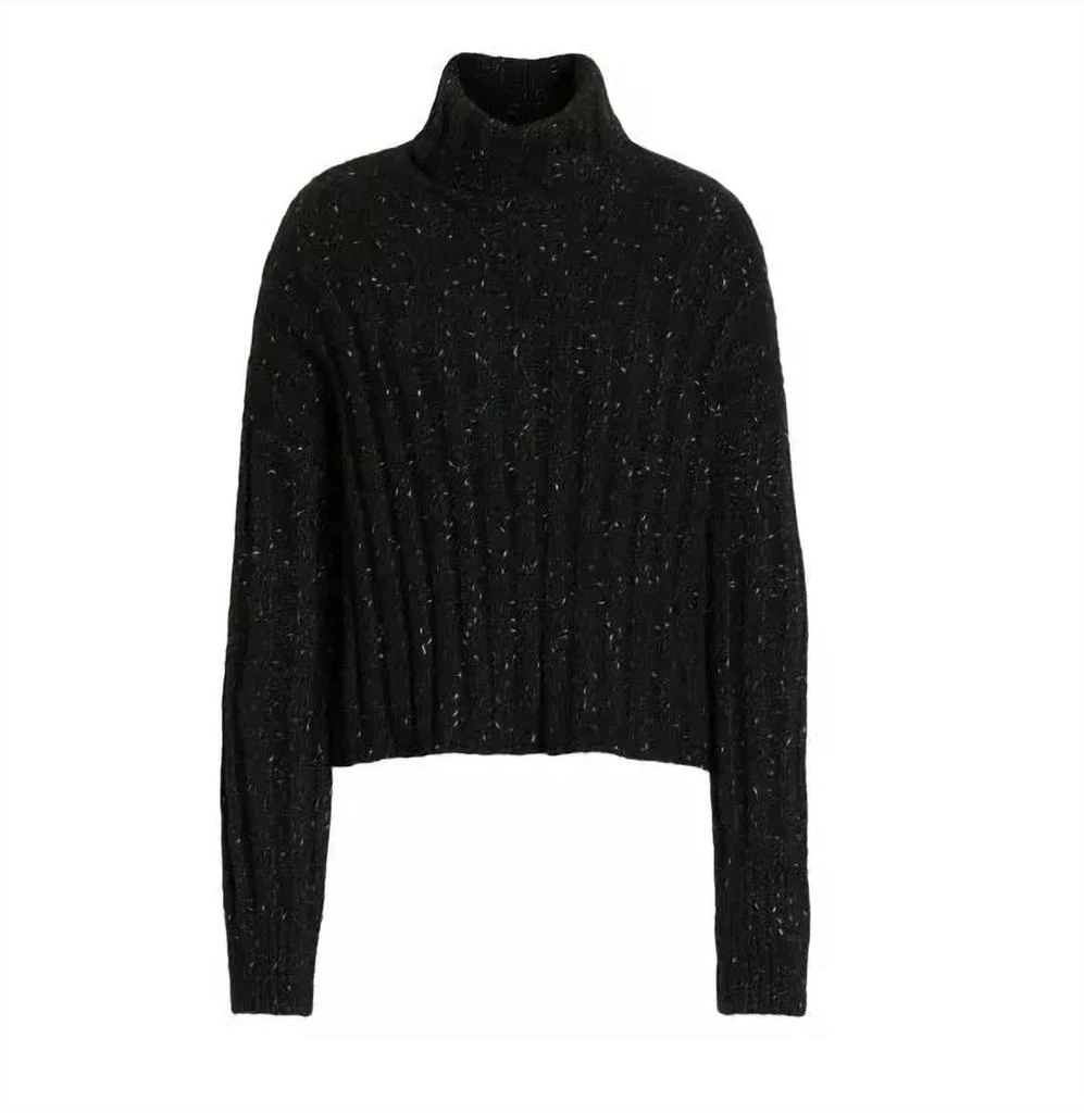 Pam & Gela Pam & Gela - Sweater Side Slit Turtleneck Wool Blend Metallic 7