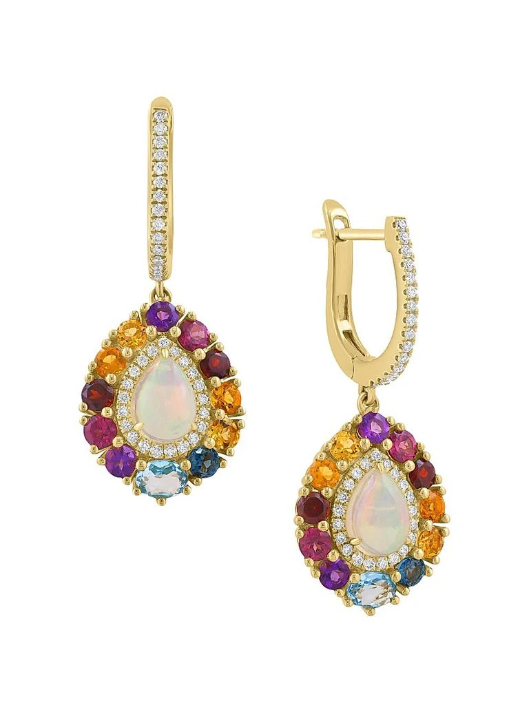 Saks Fifth Avenue Collection 14K Yellow Gold & Multi-Gemstone Halo Drop Earrings 3