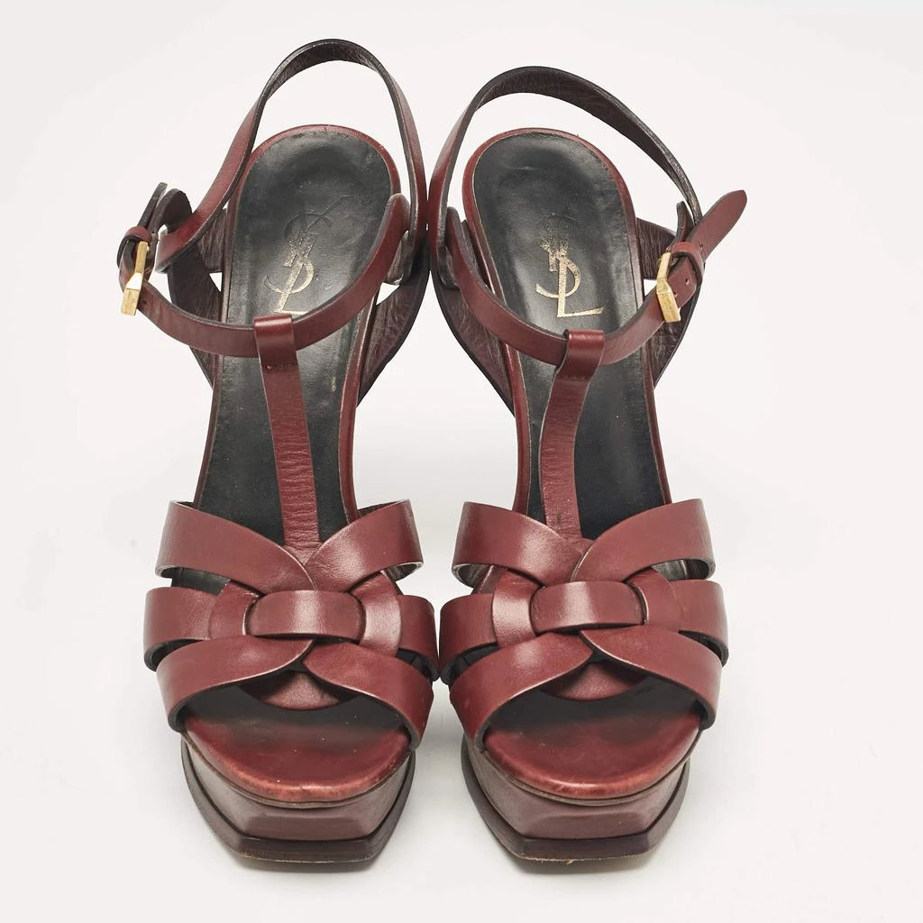 Yves Saint Laurent Saint Laurent Burgundy Leather Tribute Platform Sandals Size 39.5 3