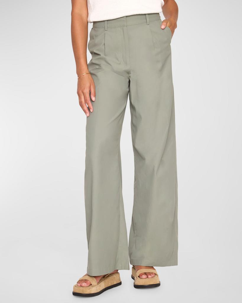 Brochu Walker Joya Pleated High-Rise Wide-Leg Pants