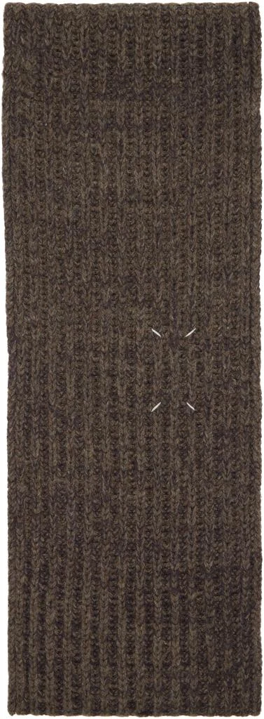 MAISON MARGIELA Brown Rib-Knit Scarf 3