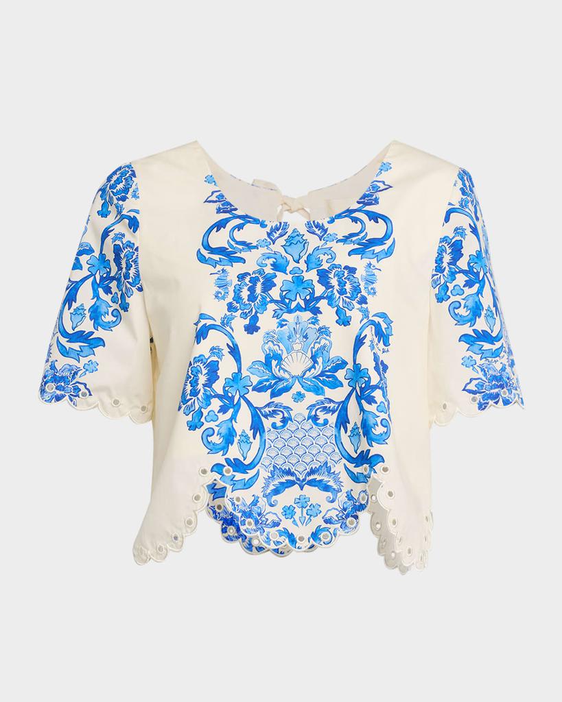 Mestiza New York Baja Convertible Scalloped Cotton Top