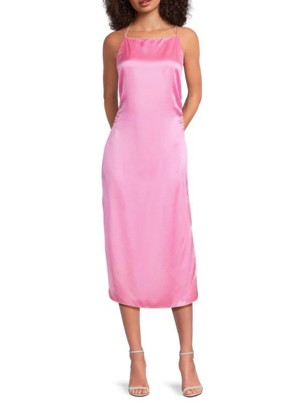 Amanda Uprichard Amiyah Ruched Silk Midi Dress 1