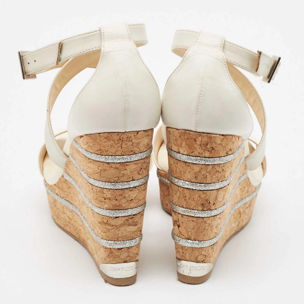 Jimmy Choo Jimmy Choo Cream Leather Wedge Sandals Size 39 5