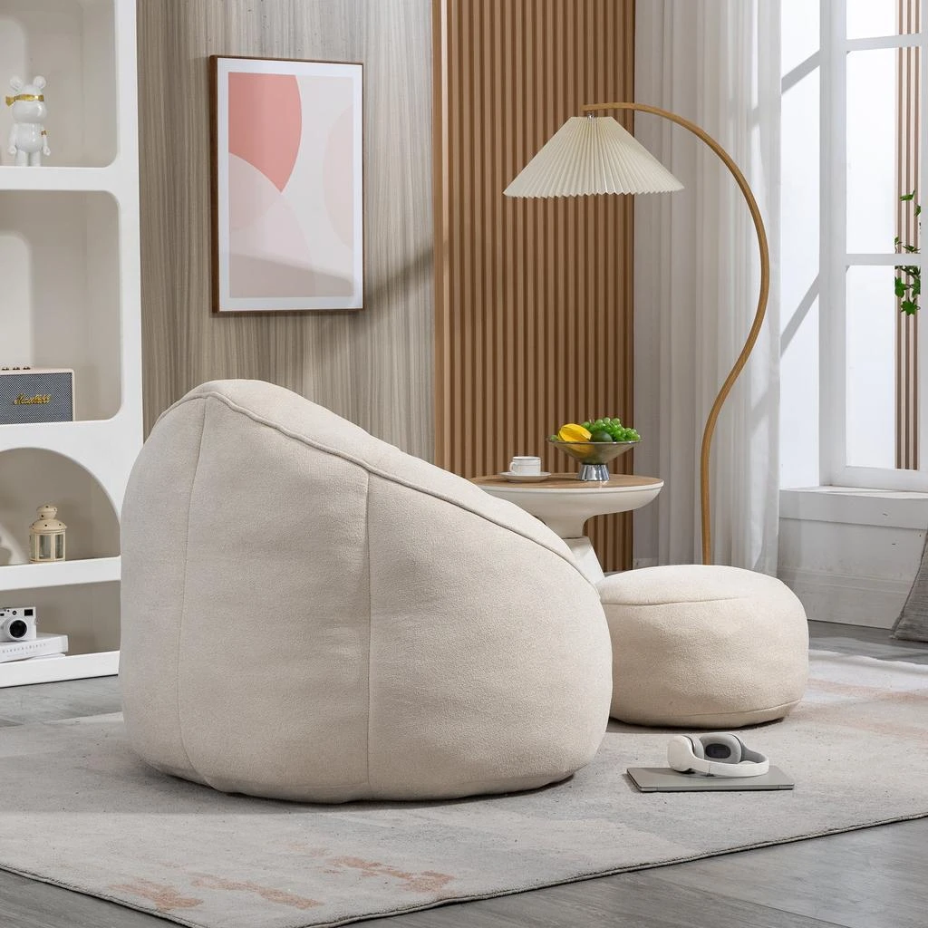 Streamdale Furniture Streamdale Compressed Foam Bean Bag Chair with Footrest 3