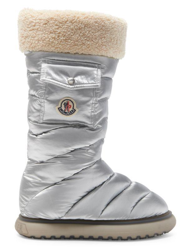 Moncler Gaia Pocket Metallic Faux Fur-Trim Snow Boots