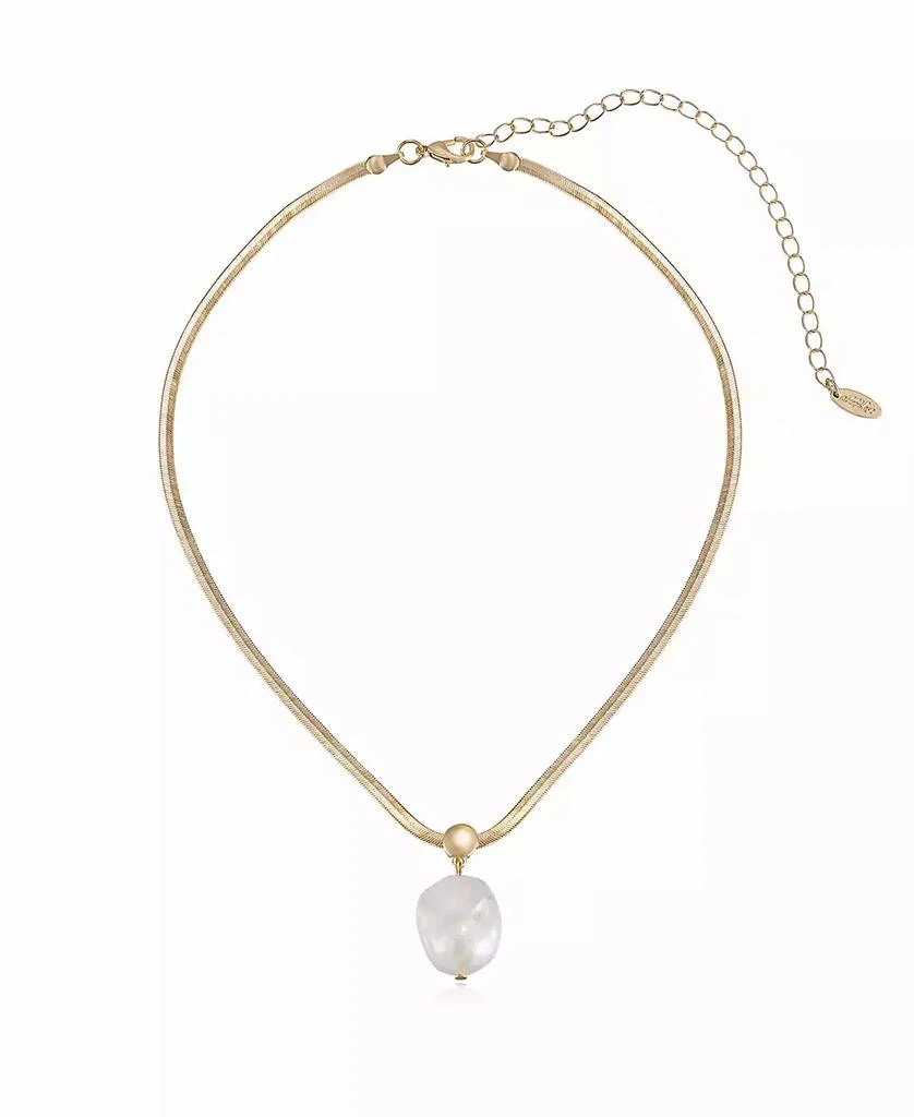 Ettika Jewelry Baroque  Cultured Freshwater Pearl Pendant 18K Gold-Plated Snake Chain Necklace