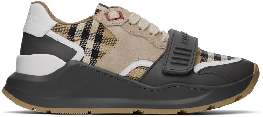 Burberry Gray & Beige Vintage Check Sneakers