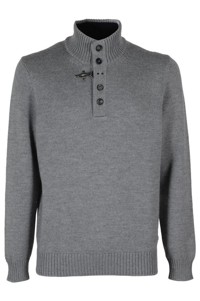 FAY Virgin Wool Hook Mock Neck Coat