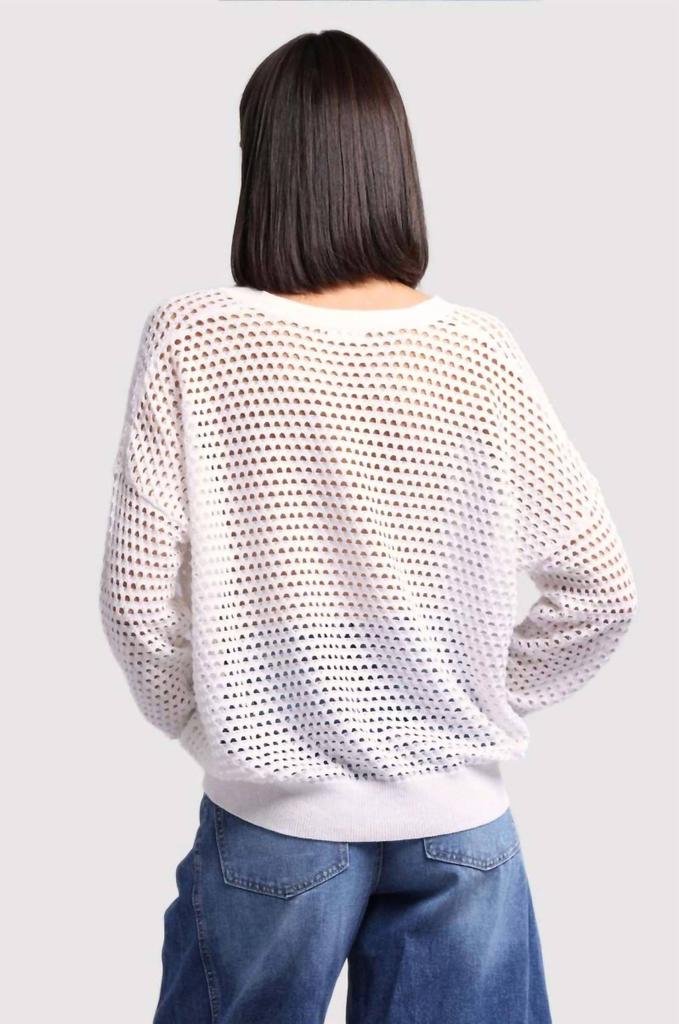 Minnie Rose Minnie Rose - Plaited Mesh Split Neck Top