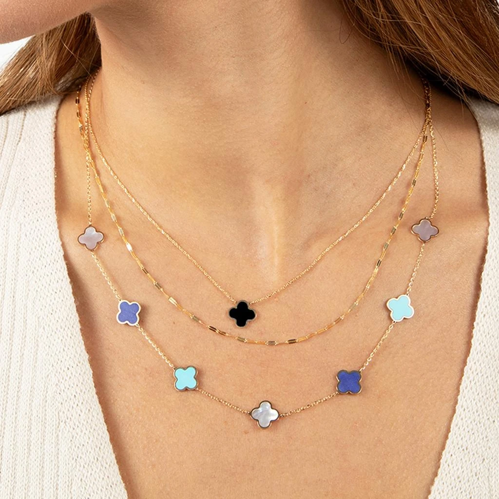 The Lovery Small Onyx Single Clover Necklace 4