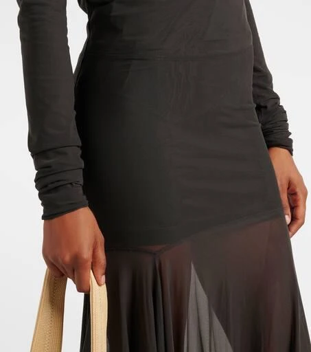 Lemaire Draped jersey and mesh maxi dress - Dresses & Skirts - Free  Shipping - BeyondStyle