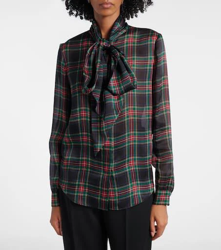 Yves Saint Laurent Plaid silk blouse 6