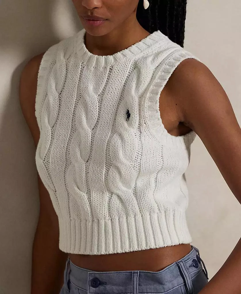 Ralph Lauren Women's Cable-Knit Cotton Cropped Sweater Vest 4