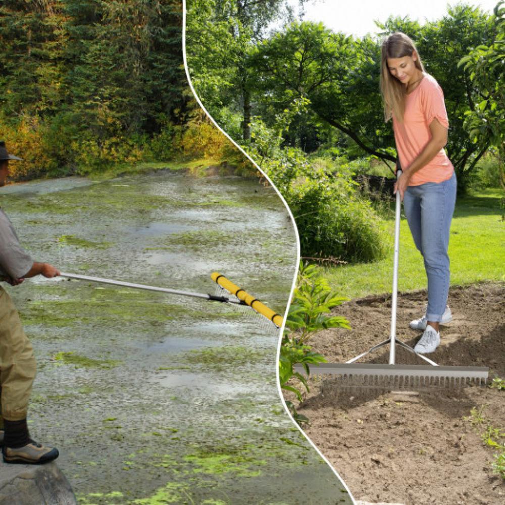 Hivvago Floating Weed Lake Rake 36â€ Aquatic Pond Weed Cutter with Foam Floats