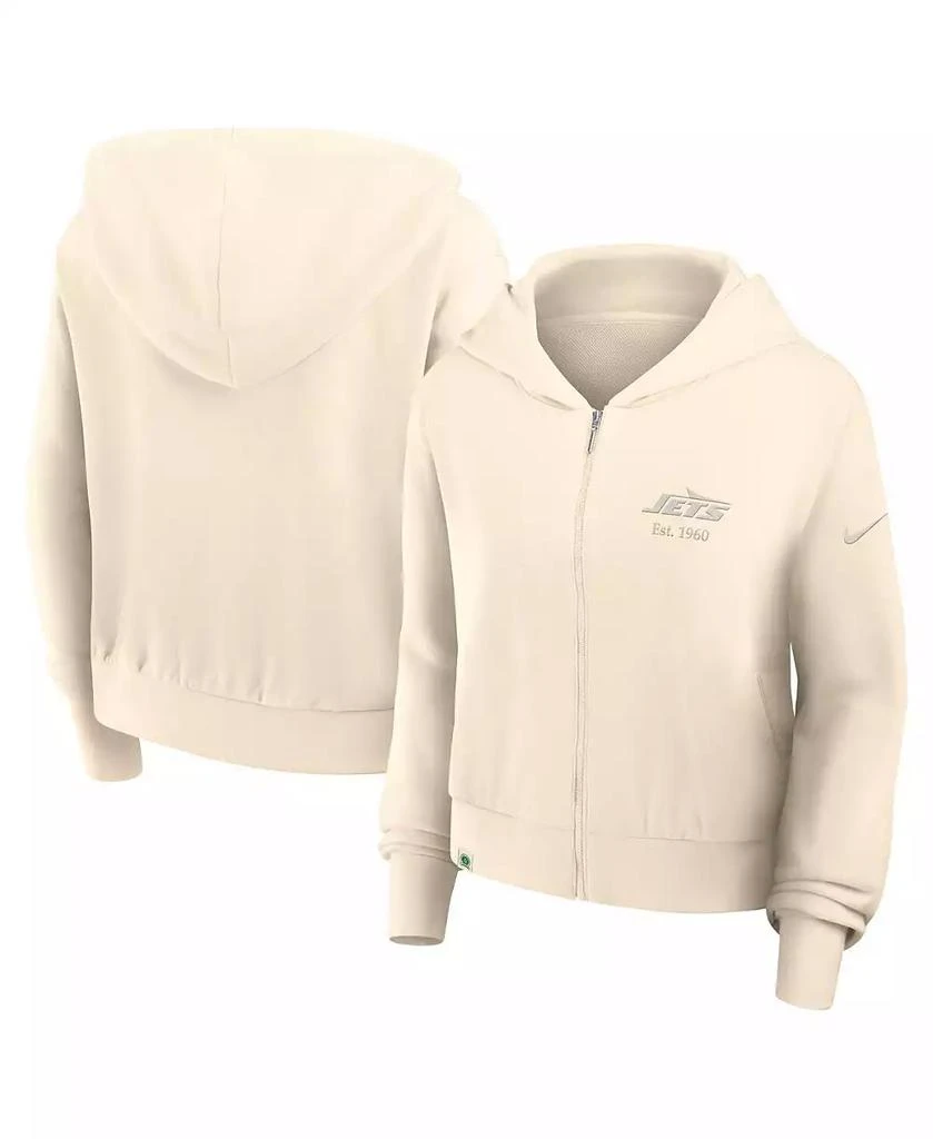 NIKE Women's Cream New York Jets Glory Cropped Full-Zip Hoodie