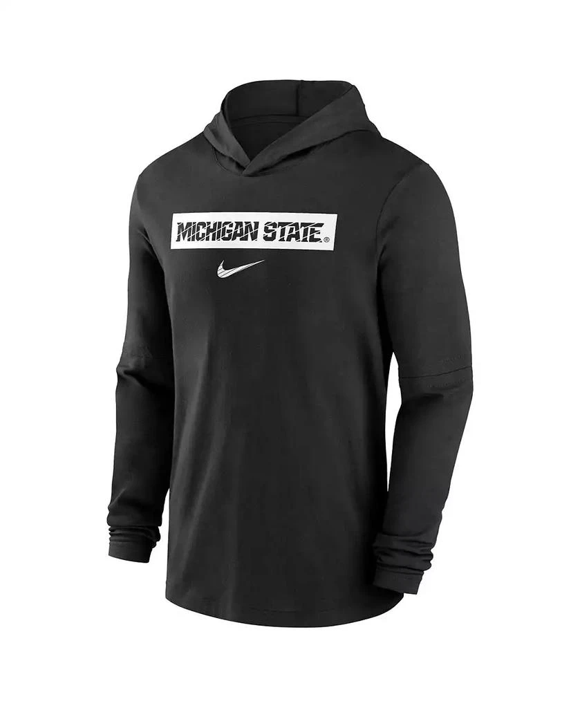 NIKE Men's Black Michigan State Spartans Sideline Hoodie Performance Long Sleeve T-Shirt 3