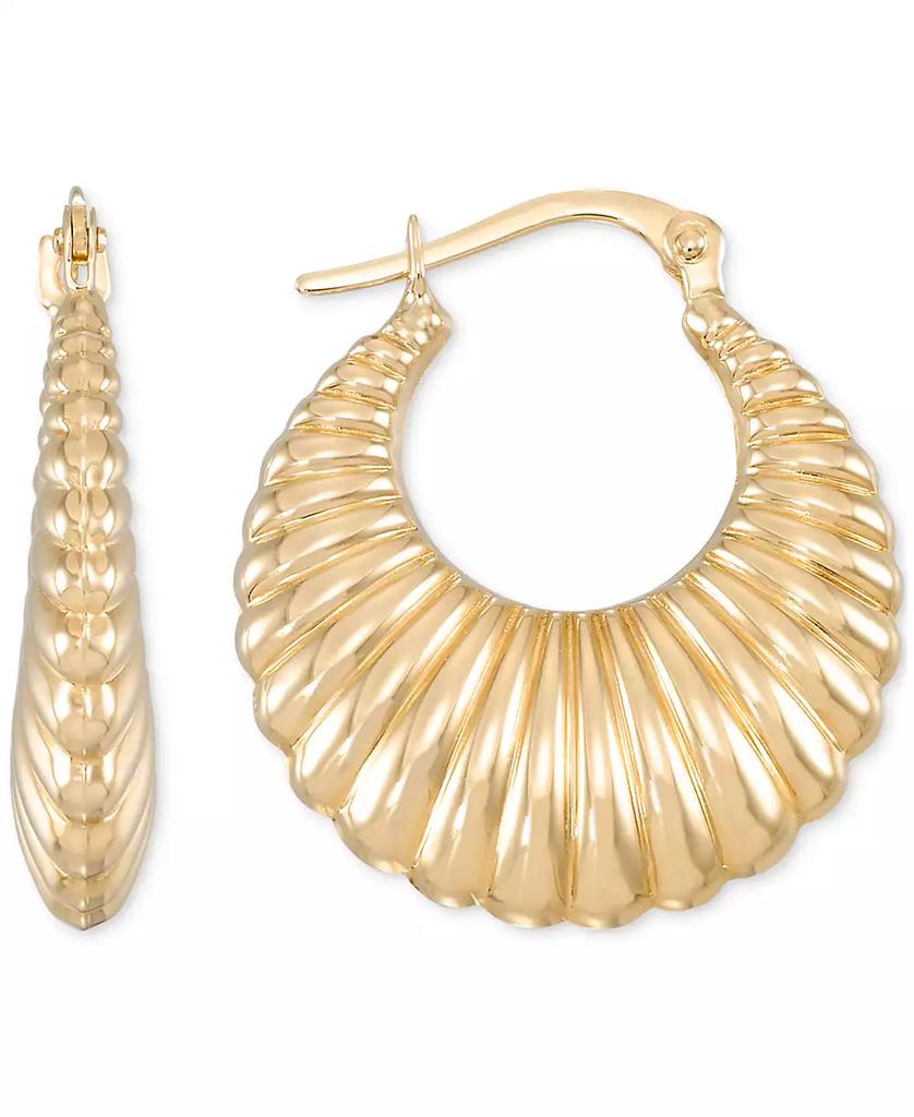 Macy's Shrimp Textured Hoop Earrings in 10k Yellow Gold