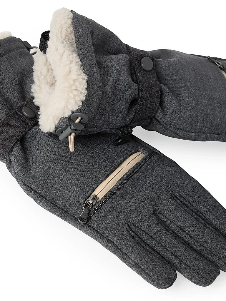 Brunello Cucinelli Tropical Luxury Wool Gloves with Shearling Insert and Monili 4