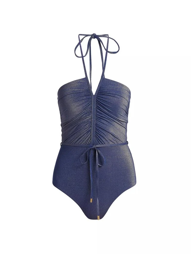 Zimmermann Wylie Metallic Halter One-Piece Swimsuit 1