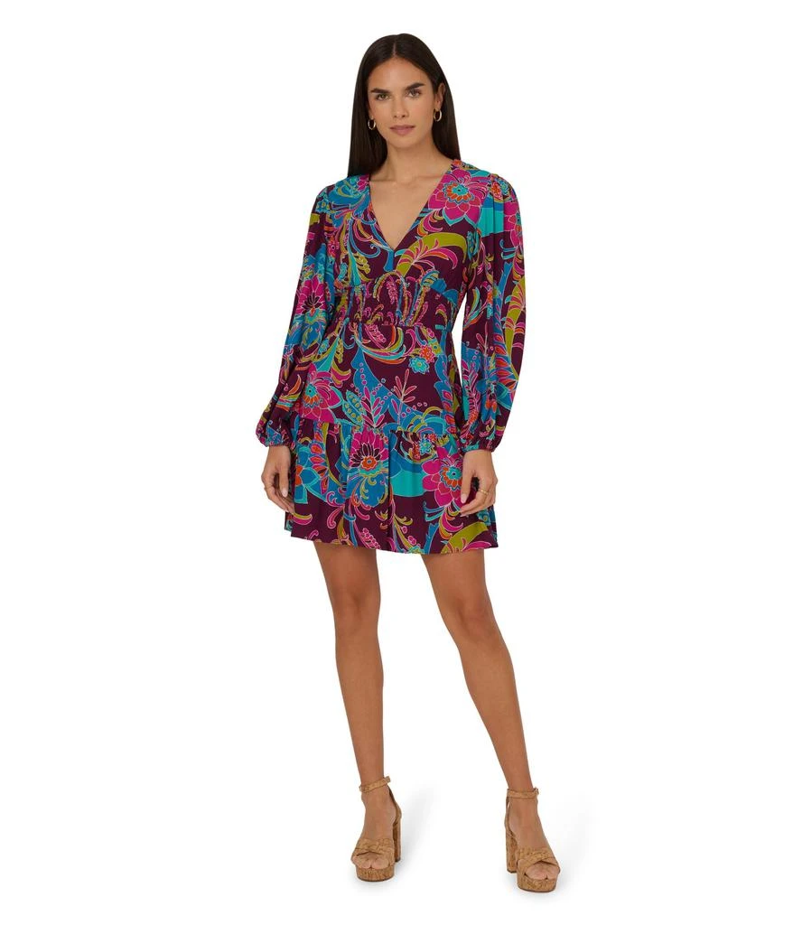 Adrianna Papell Printed Flounce Short Dress 5