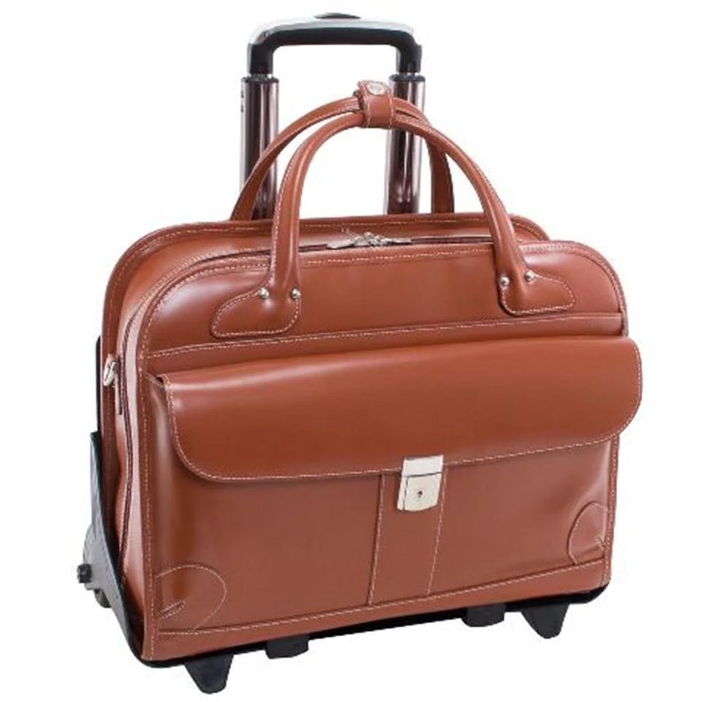 McKleinUSA McKlein 96614 15.6 in. Lakewood Leather Fly Friendly Detachable Wheeled Ladies Briefcase- Brown - 17 x 6 x 13.25 in.