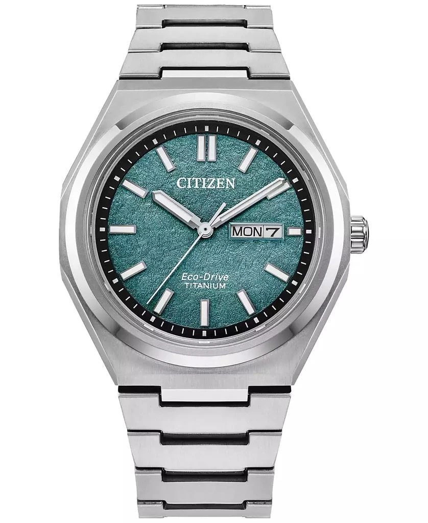 Citizen Eco-Drive Men's Zenshin Silver-Tone Super Titanium Bracelet Watch 39mm 1