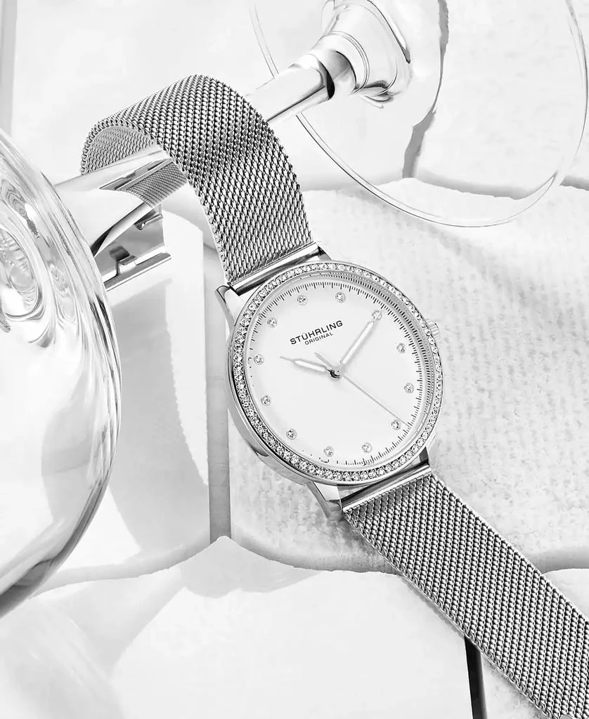 Stuhrling Women's Silver-Tone Mesh Bracelet Watch 38mm 4