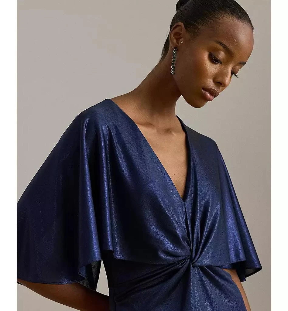 Ralph Lauren Women
s Metallic Jersey Twist-Front Cape Gown 3