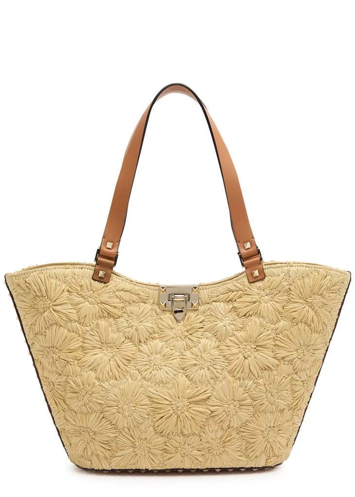Valentino Rockstud small raffia tote 1