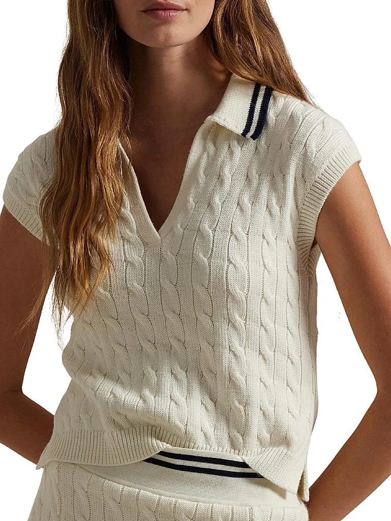 Ralph Lauren Cotton-Blend Cable-Knit Polo Sweater 3