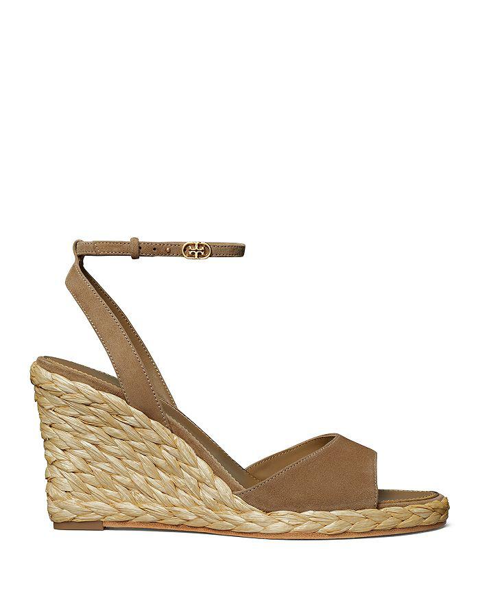 Tory Burch xWomen's Double T Ankle Strap Espadrille Wedge Sandals