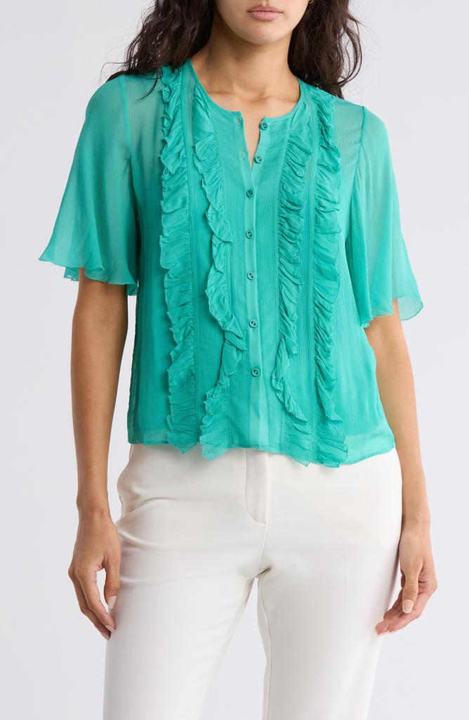 Joie Mikayla Ruffle Short Sleeve Button-Up Shirt