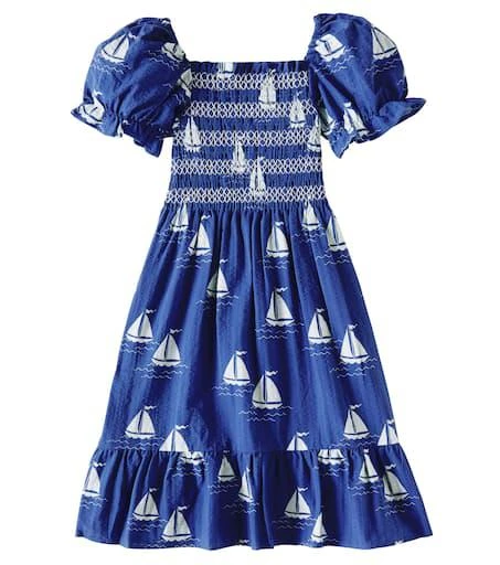 Mini Rodini Sailing Boats smocked cotton dress 1