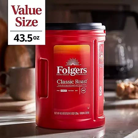 Folgers Folgers Classic Medium Roast Ground Coffee, 43.5 oz. 2