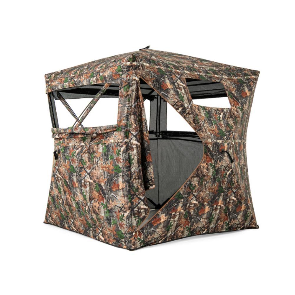 Hivvago 82 Inch Tall Hunting Blind 270Â° One Way See Through Ground Tent for 3-4 People