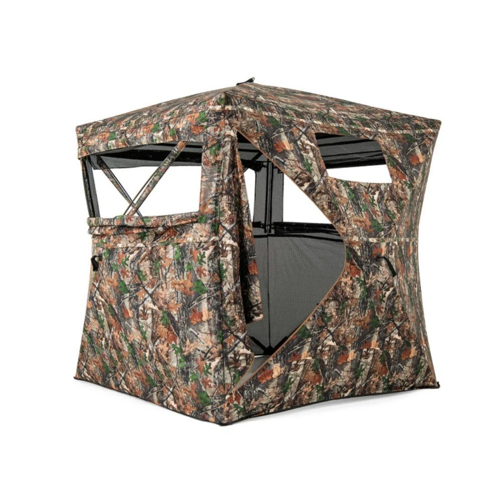 Hivvago 82 Inch Tall Hunting Blind 270Â° One Way See Through Ground Tent for 3-4 People 1