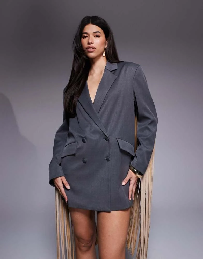 ASOS LUXE oversized blazer dress with faux leather fringing in grey  On  Sale Now with Up to 25% Off | Discover Exclusive Deals & Savings at  BeyondStyle  Authentic ASOS LUXE