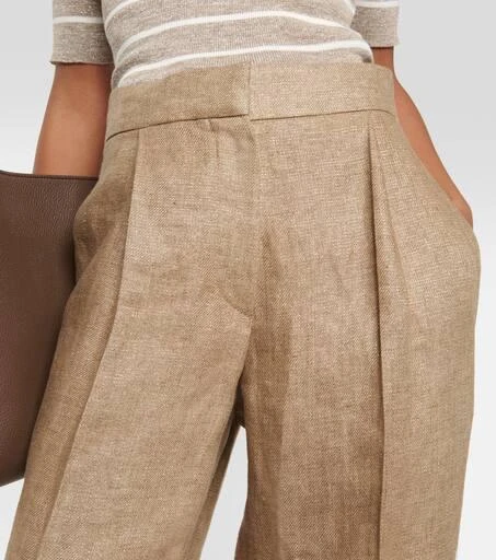 Brunello Cucinelli Mid-rise tapered linen pants 4