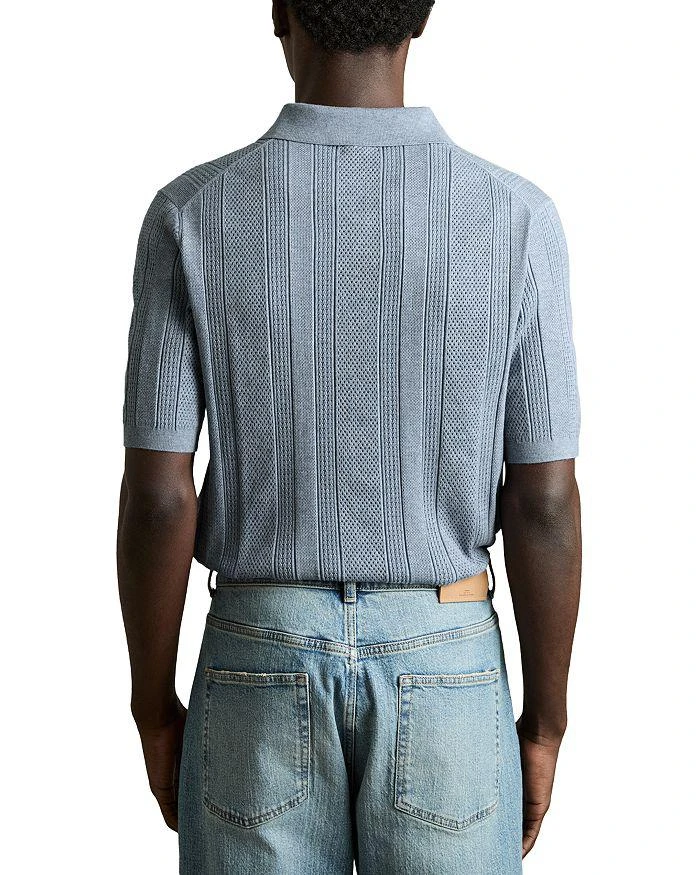 REISS Kansas Open Collar Stripe Textured Knitted Polo Shirt 3