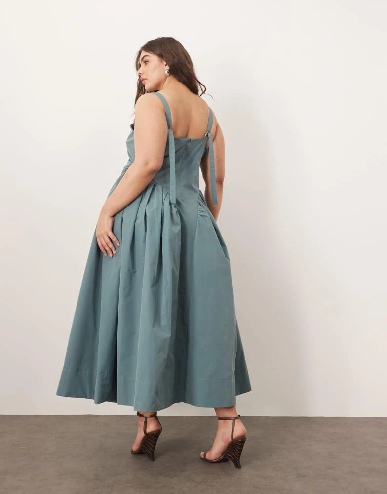 ARRANGE ARRANGE Curve strappy ruched bodice full skirt maxi dress in dusky blue 4