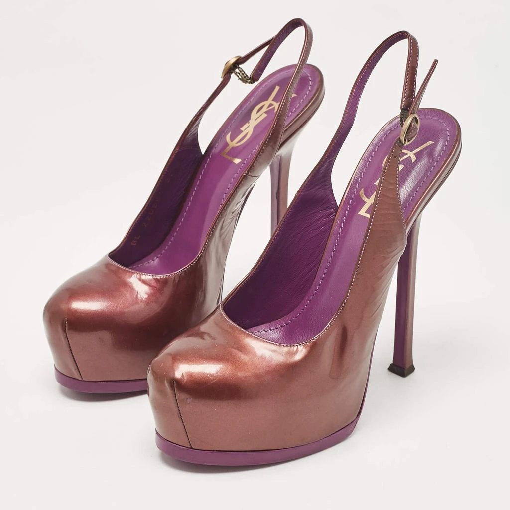 Yves Saint Laurent Yves Saint Laurent Purple Patent Leather Tribtoo Slingback Pumps Size 37 2